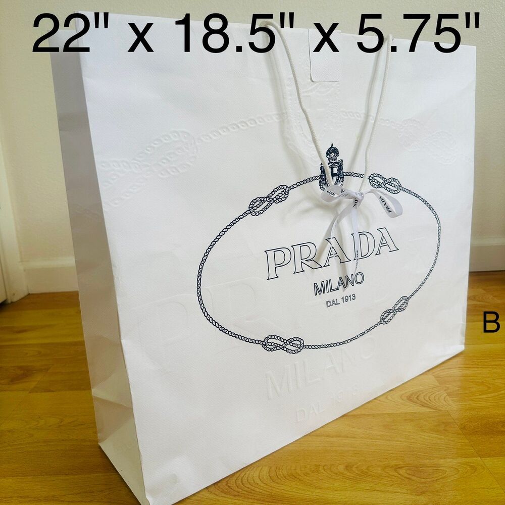 Prada Paper Shopping Bag - white extra large, 22" x 18.5" x 5.75" [B] | FLAWED